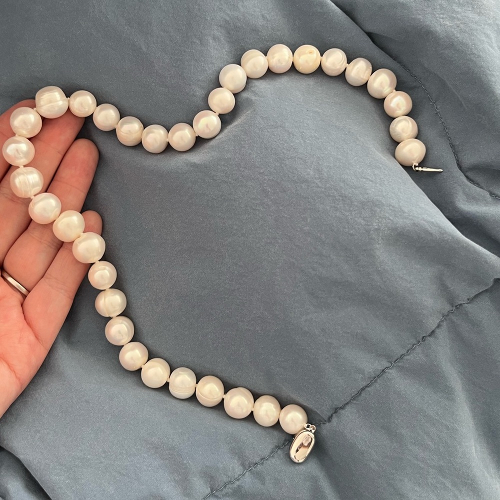 15 inch large pearl necklace, cultured pearls, irregular